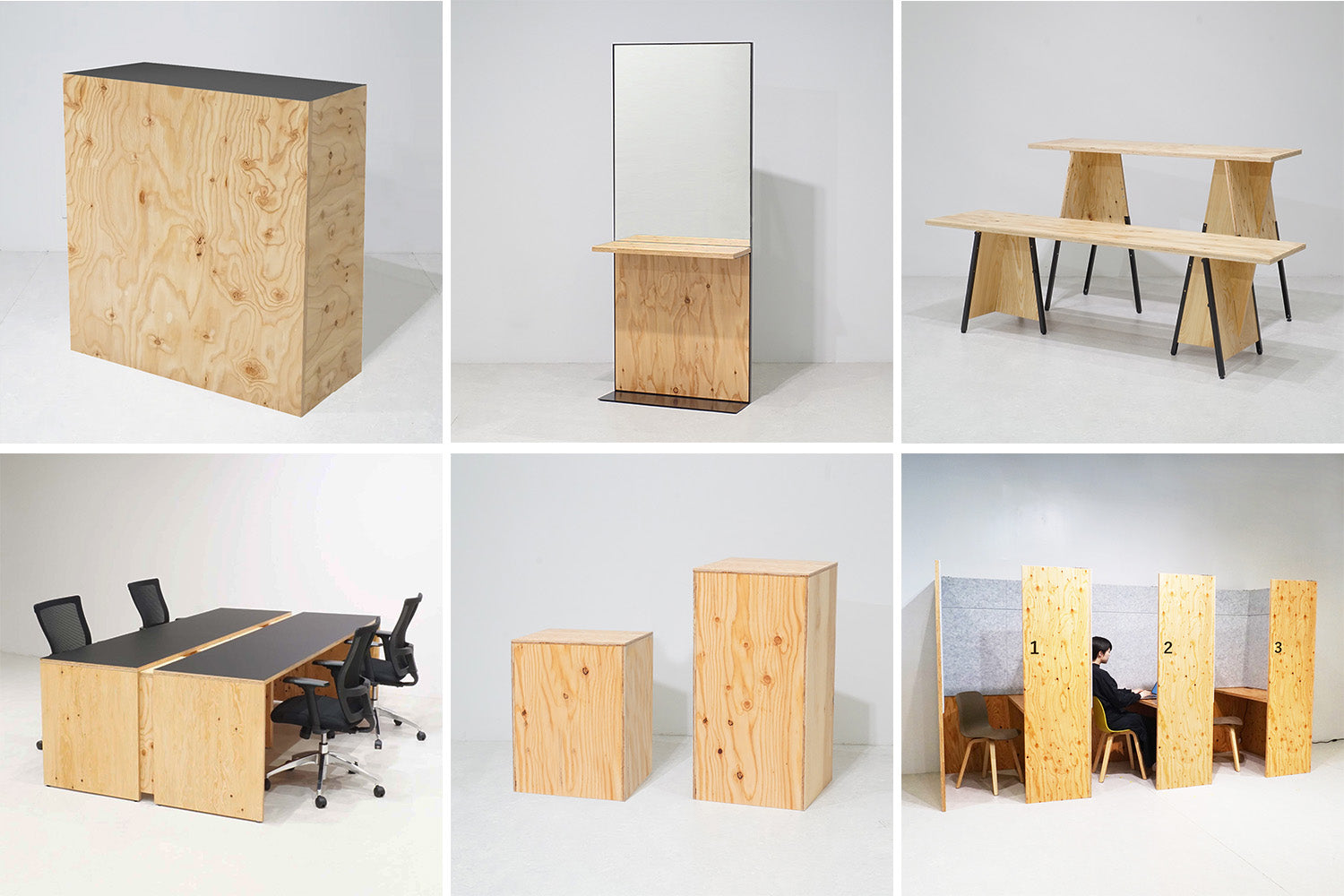 荒々しい木目の存在感。ラーチ合板の什器特集