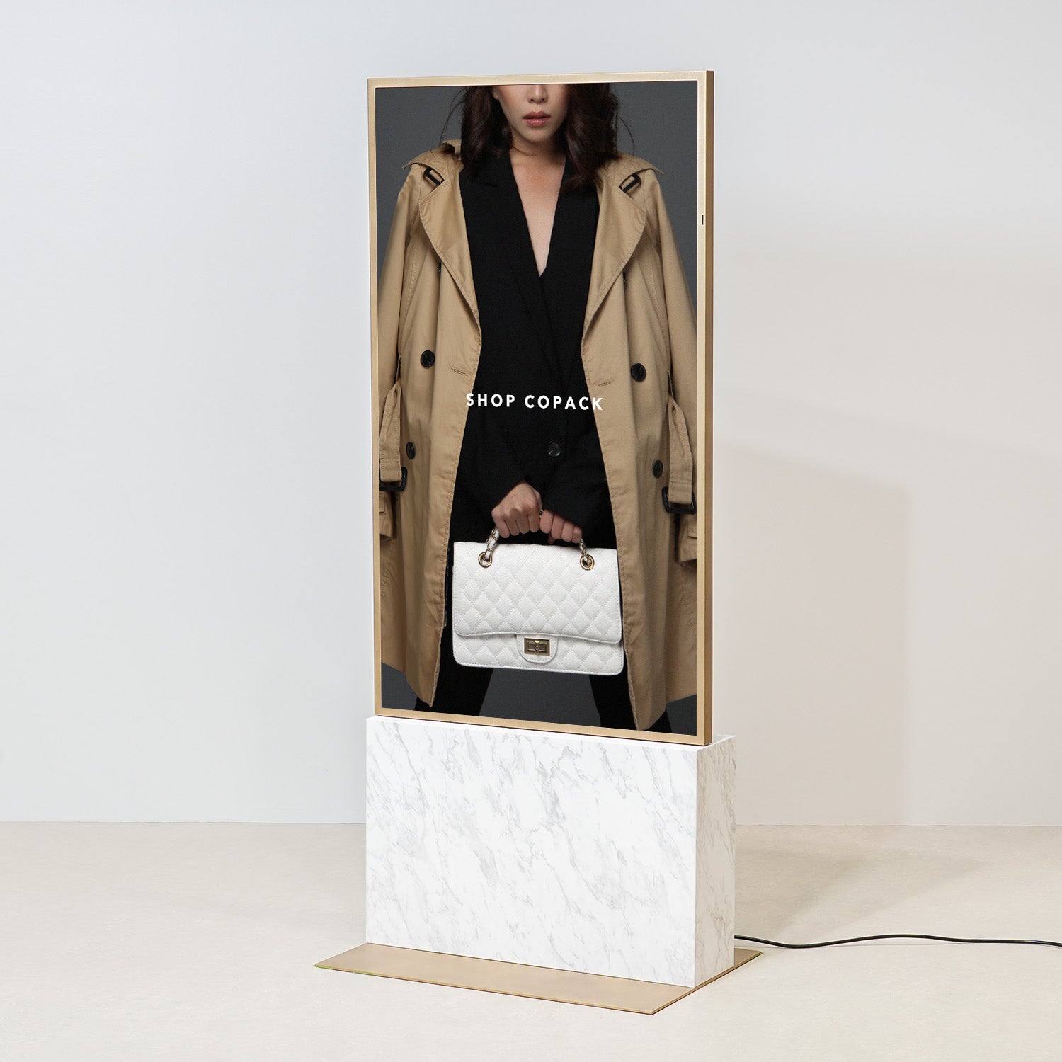 デジタルサイネージ 55インチ 真鍮ゴールド調 × 大理石調 DSB55HT2BRMR