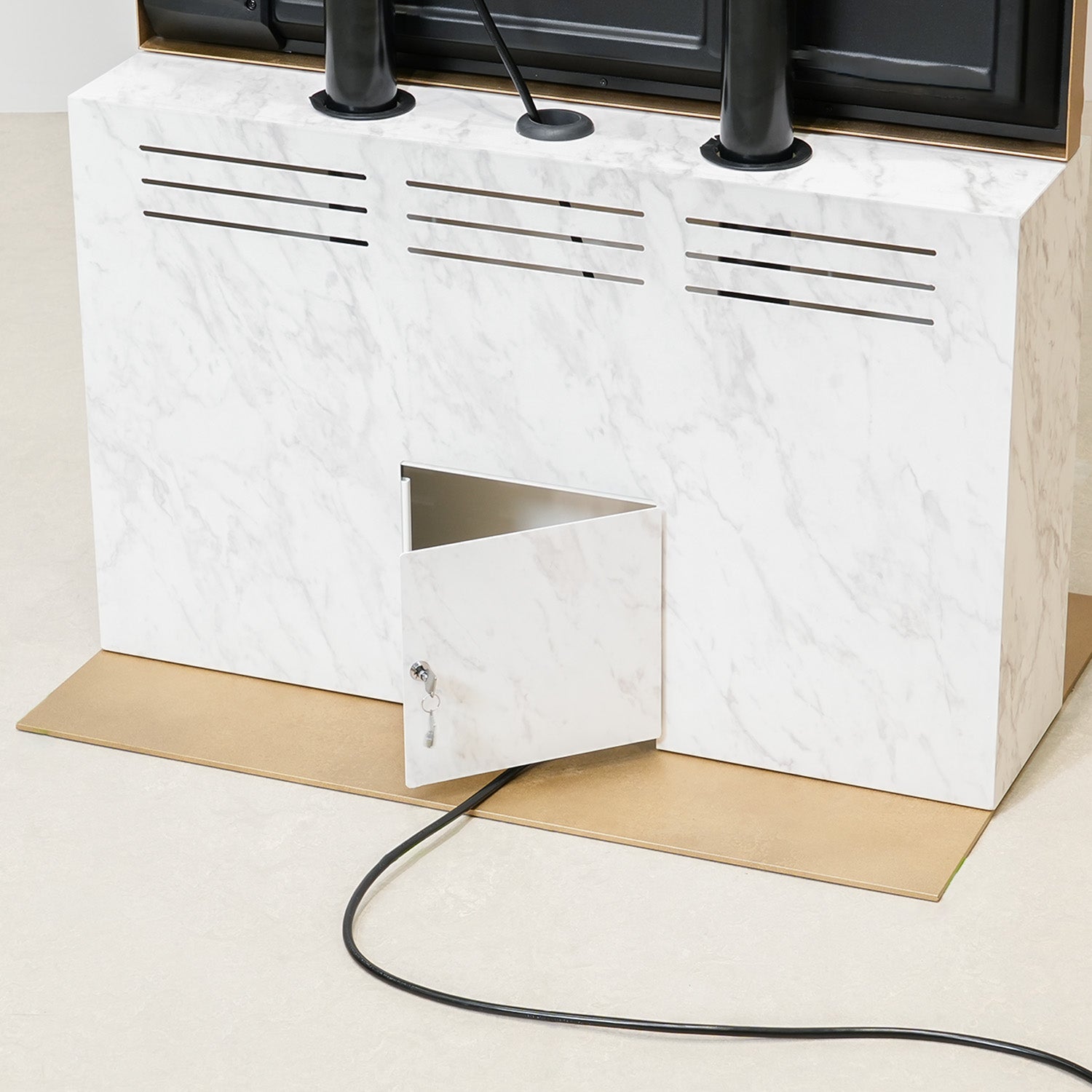 デジタルサイネージ 55インチ 真鍮ゴールド調 × 大理石調 DSB55HT2BRMR